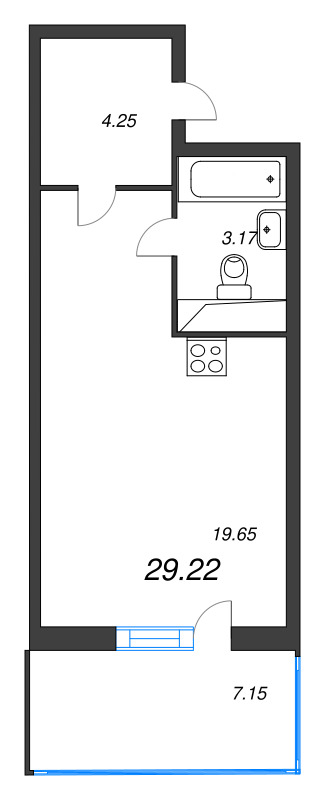Студия 29,2 м²