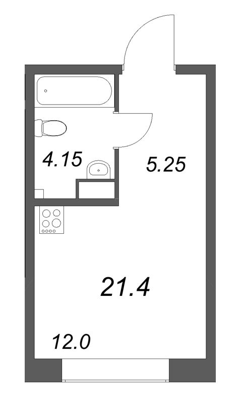 Студия 21,4 м²