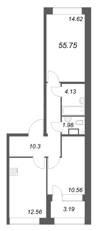 2 ккв 55,8 м²