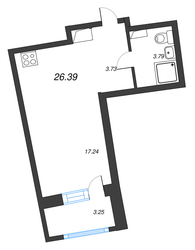 Студия 26,4 м²