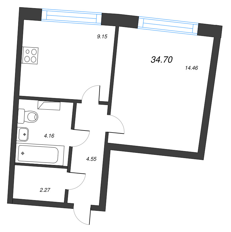 1 ккв 34,7 м²