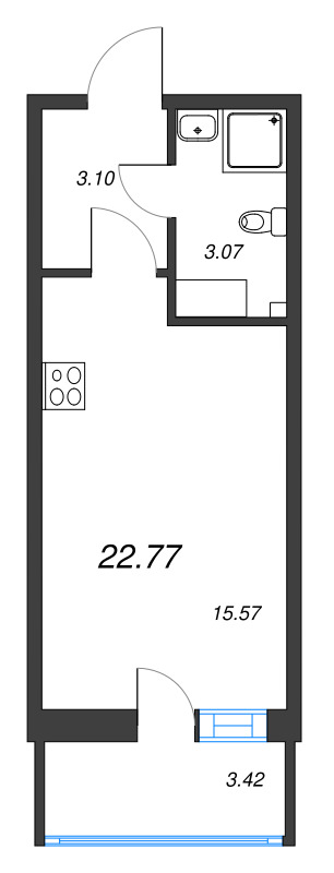 Студия 22,8 м²
