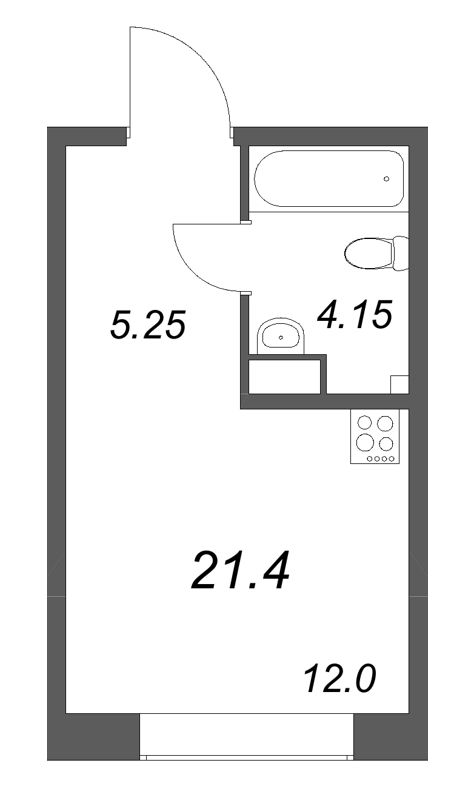 Студия 21,4 м²