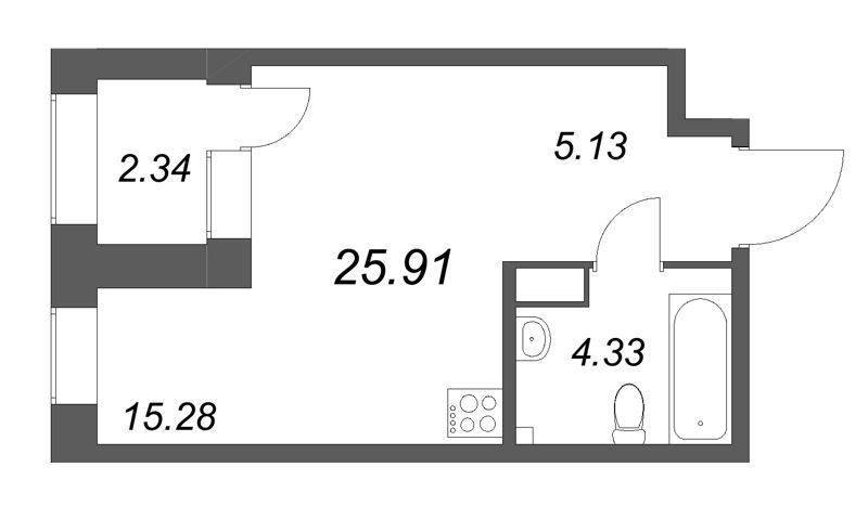 Студия 25,9 м²