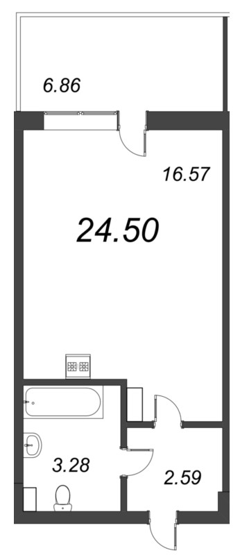 Студия 24,6 м²