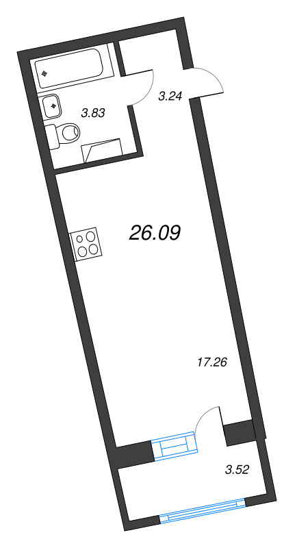 Студия 26,1 м²