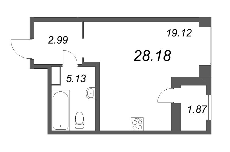Студия 29,2 м²