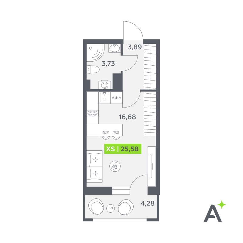 Студия 25,6 м²