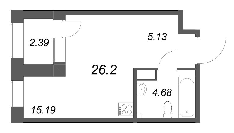 Студия 26,2 м²