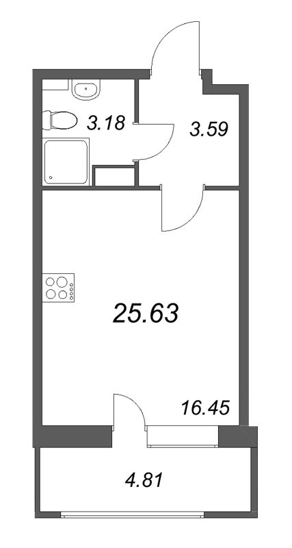 Студия 25,6 м²
