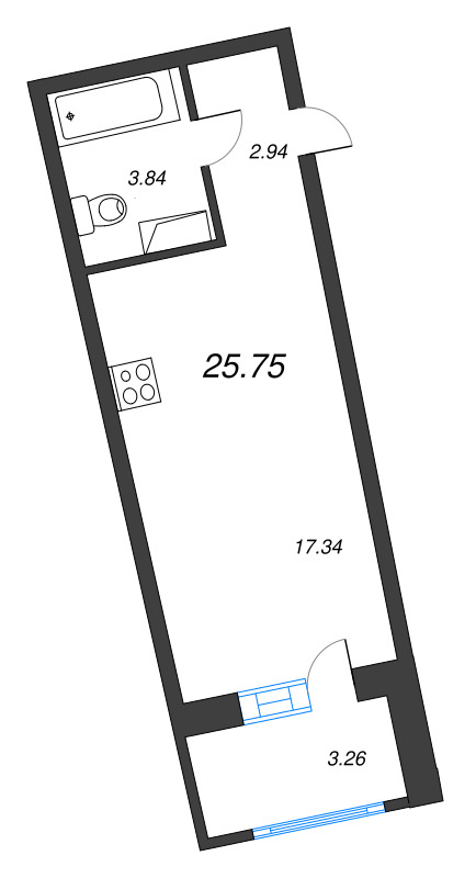 Студия 25,8 м²