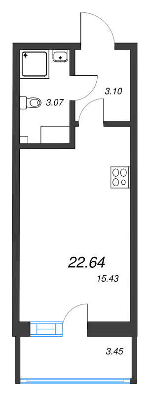Студия 22,6 м²