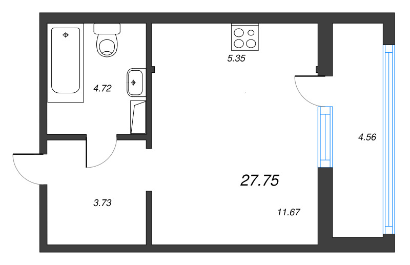 Студия 28,7 м²