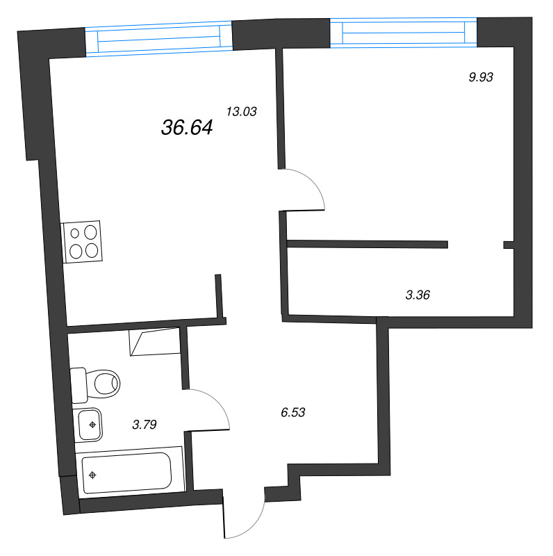 1 ккв 36,6 м²