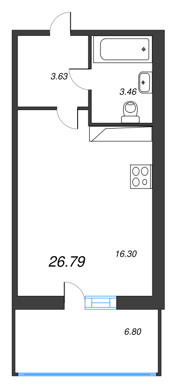 Студия 25,2 м²