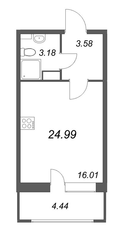 Студия 25 м²
