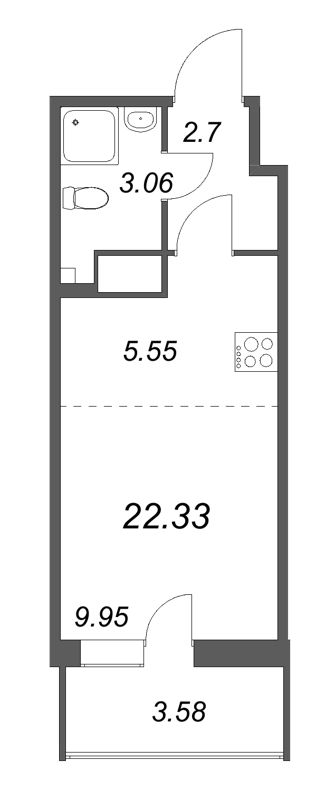 Студия 22,3 м²