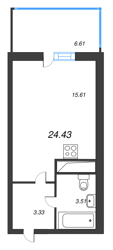 Студия 24,4 м²