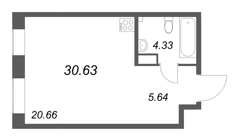 Студия 30,6 м²
