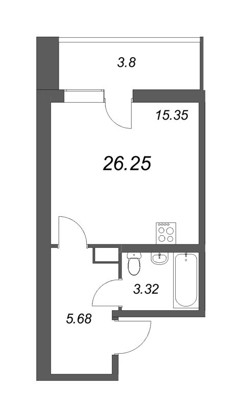 Студия 26,9 м²