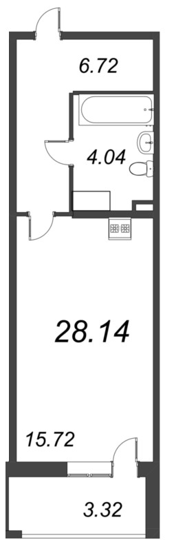 Студия 28,1 м²