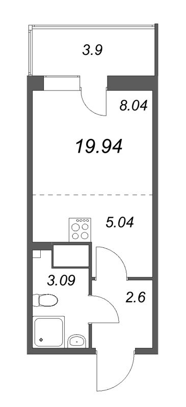 Студия 19,9 м²