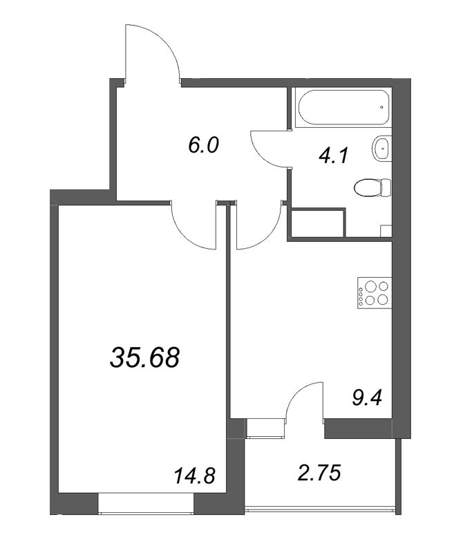 1 ккв 35,7 м²