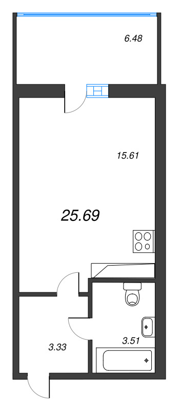 Студия 24,3 м²