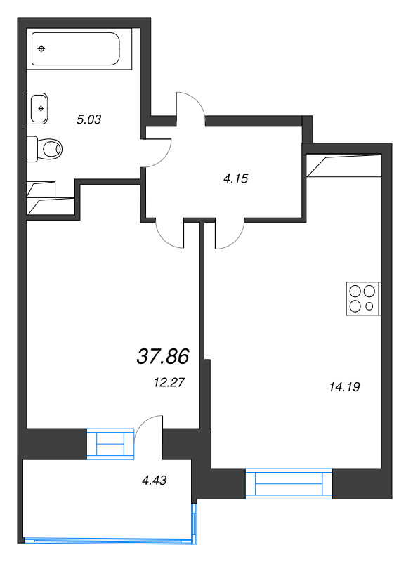 1 ккв 37,3 м²