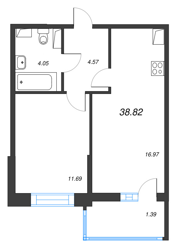 2 ккв (Евро) 38,7 м²