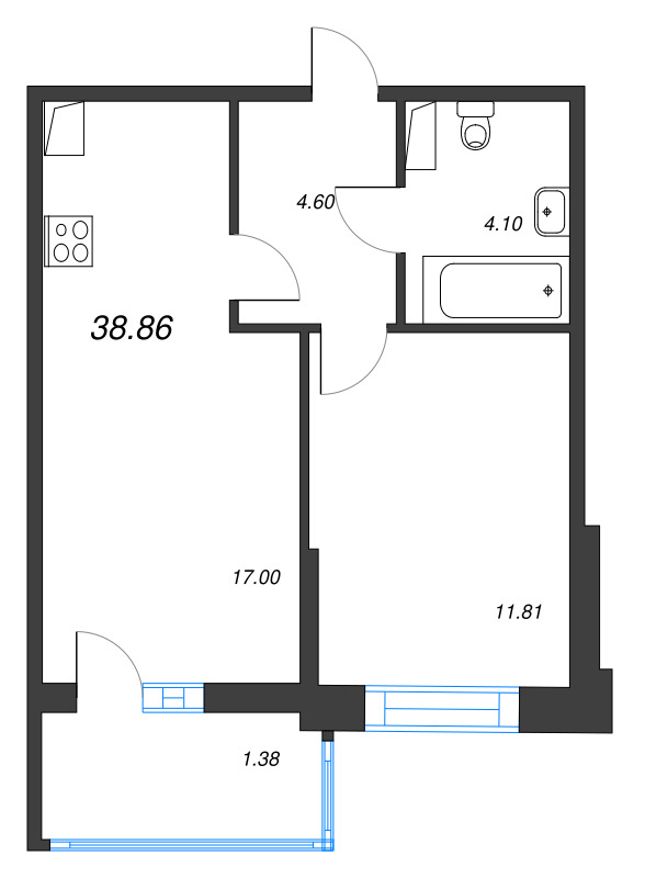 2 ккв (Евро) 38,9 м²
