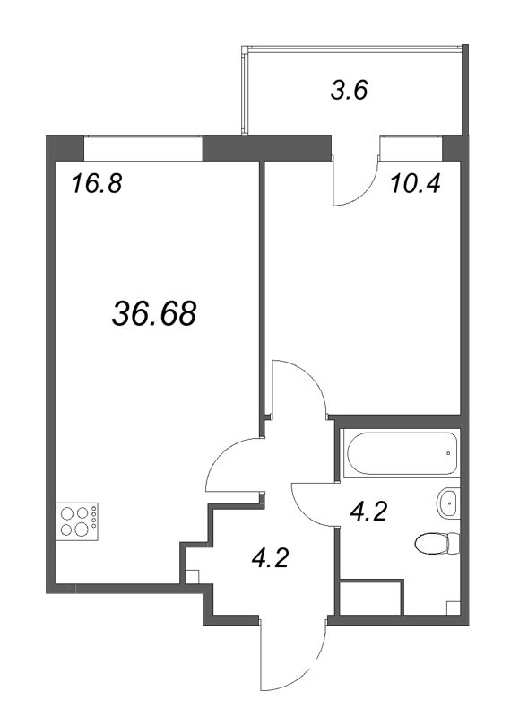 2 ккв (Евро) 36,7 м²