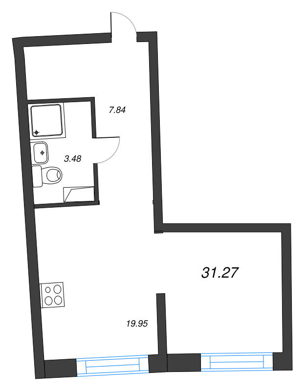 Студия 31,3 м²