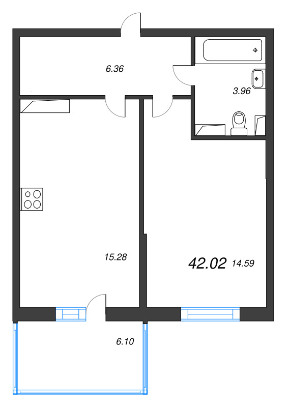 2 ккв (Евро) 41,6 м²