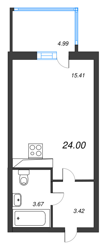 Студия 23,6 м²