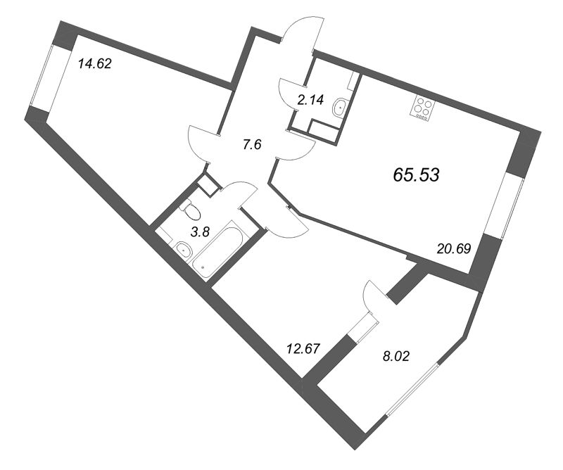 3 ккв (Евро) 65,5 м²