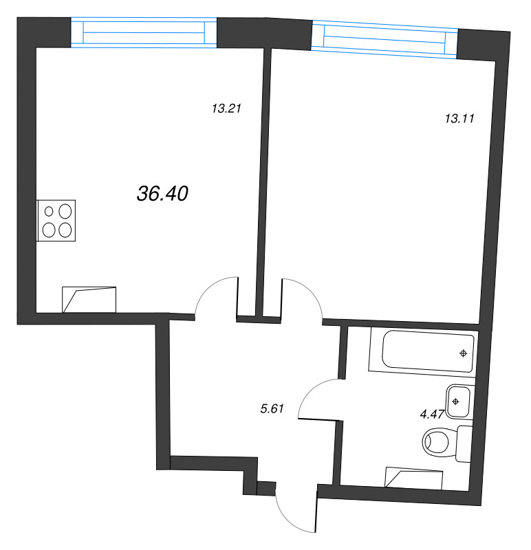 1 ккв 36,4 м²