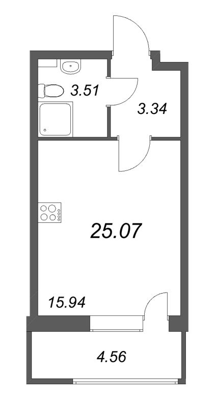 Студия 25,1 м²