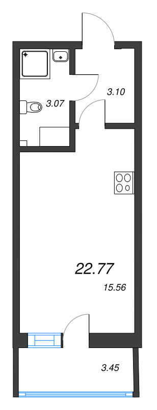 Студия 22,8 м²
