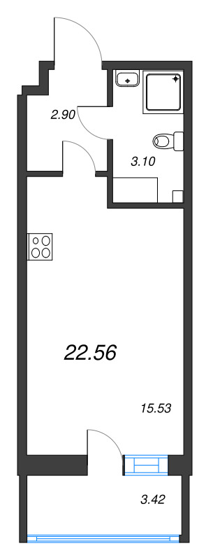 Студия 22,6 м²