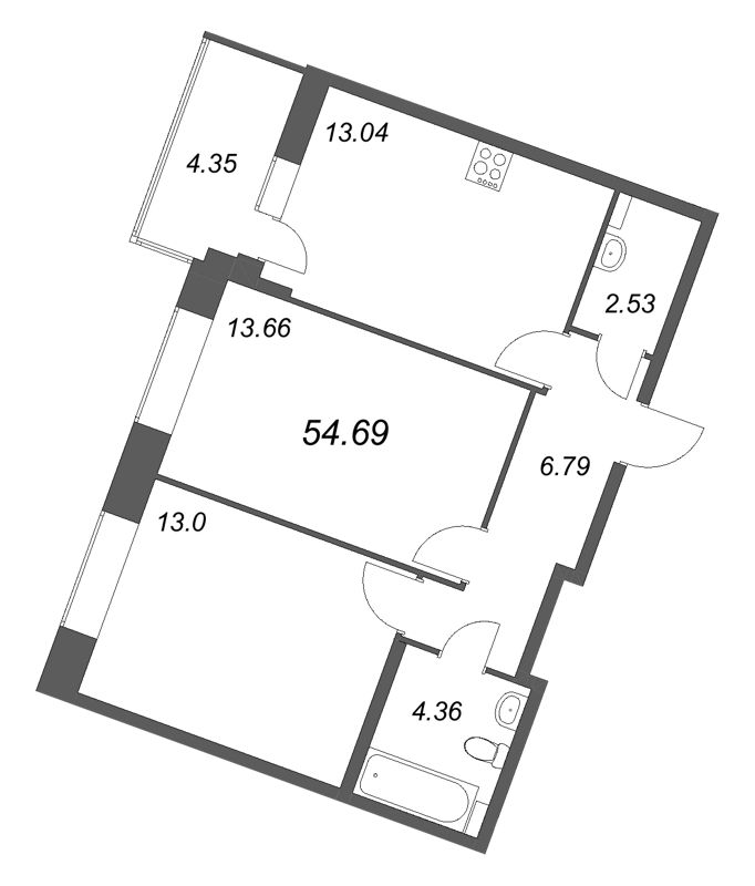2 ккв 54,7 м²