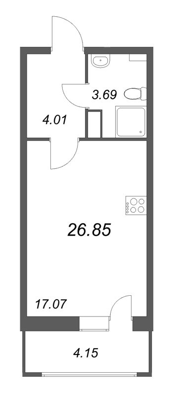 Студия 26,9 м²