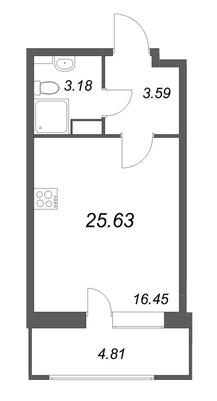 Студия 25,6 м²