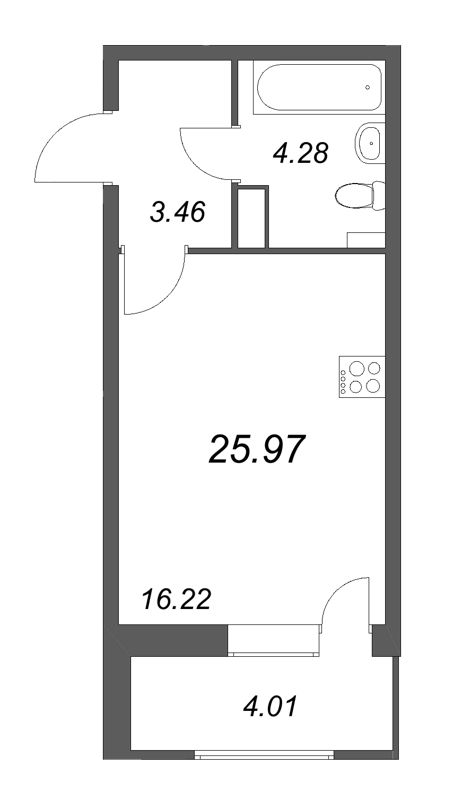 Студия 26 м²
