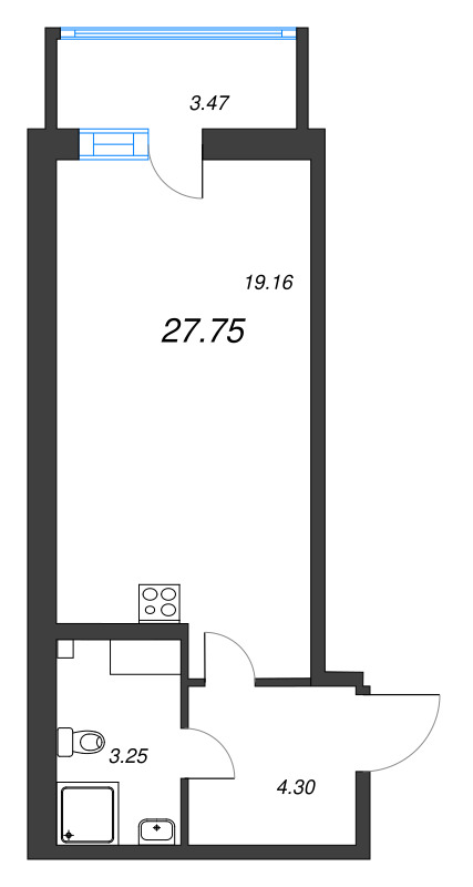 Студия 27,8 м²