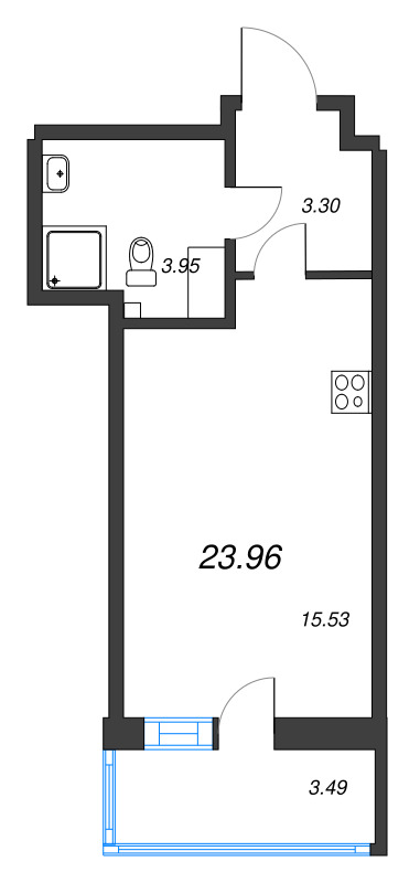 Студия 24 м²