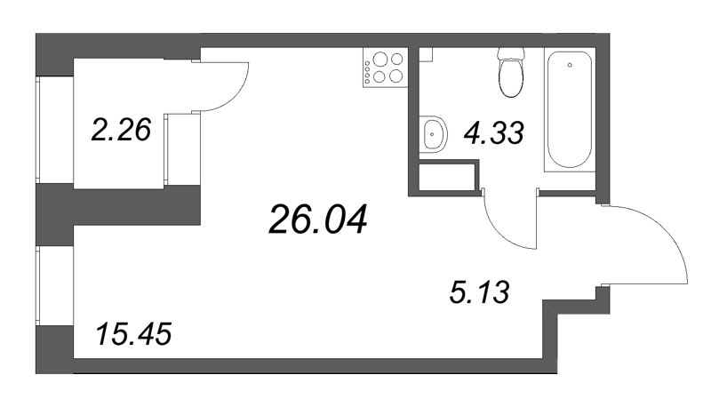 Студия 26 м²