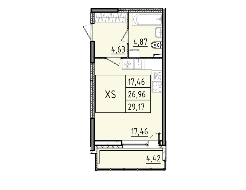 Студия 29,2 м²