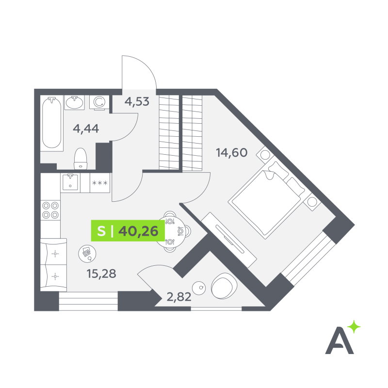 2 ккв (Евро) 40,3 м²