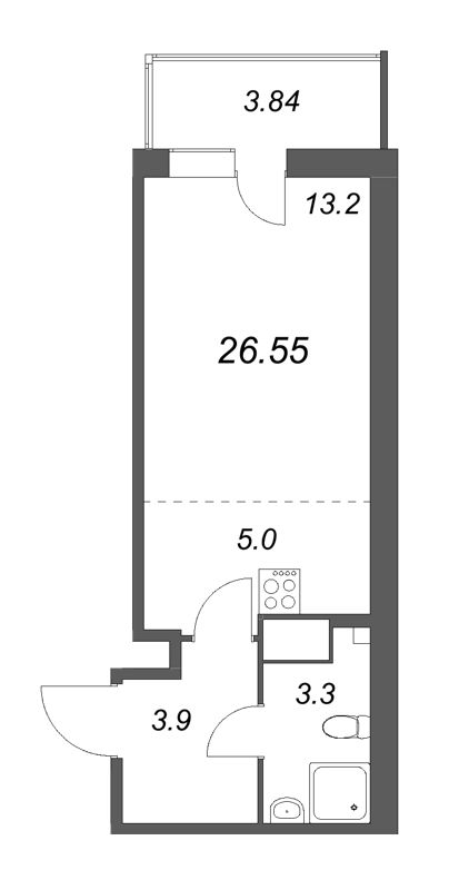Студия 26,6 м²